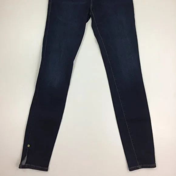 FRAME Le High Skinny Dark Wash Wythe Slit Hem Logo Hardware 5 Pocket Jeans - Picture 5 of 9
